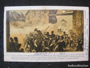 Postkarten: LUCHA Y DEFENSA EN LA PUERTA DEL PARQUE DE MADRID-2 DE MAYO-POSTAL ANTIGUA-(85.152)